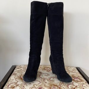 Via Spiga Black Suede Platform Boots